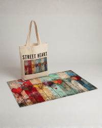 LOVE BAG MAT- MULTI HEARTS 45X75